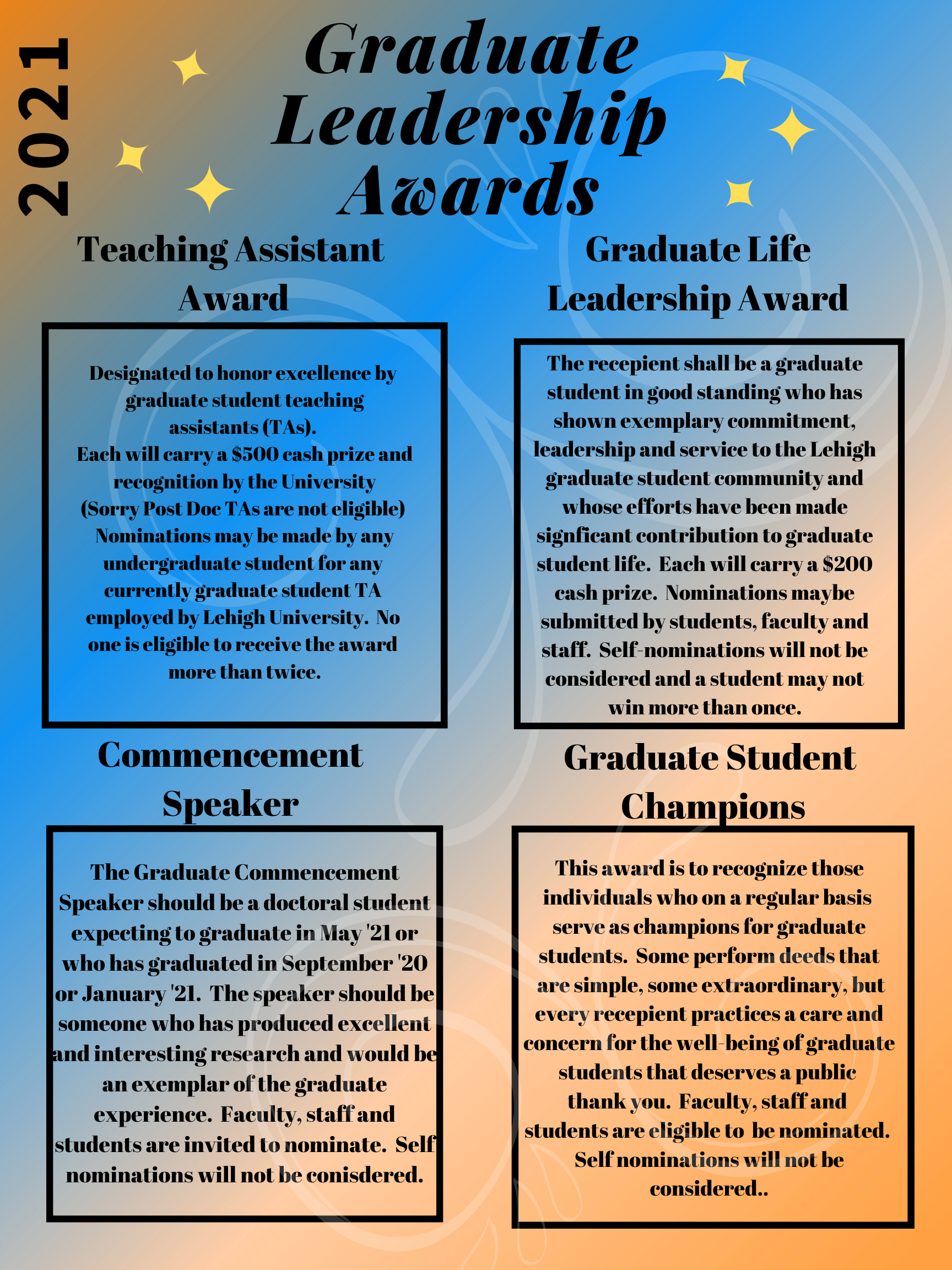 Graduate Leadership Awards and Teacher Assistant of the Year Award
